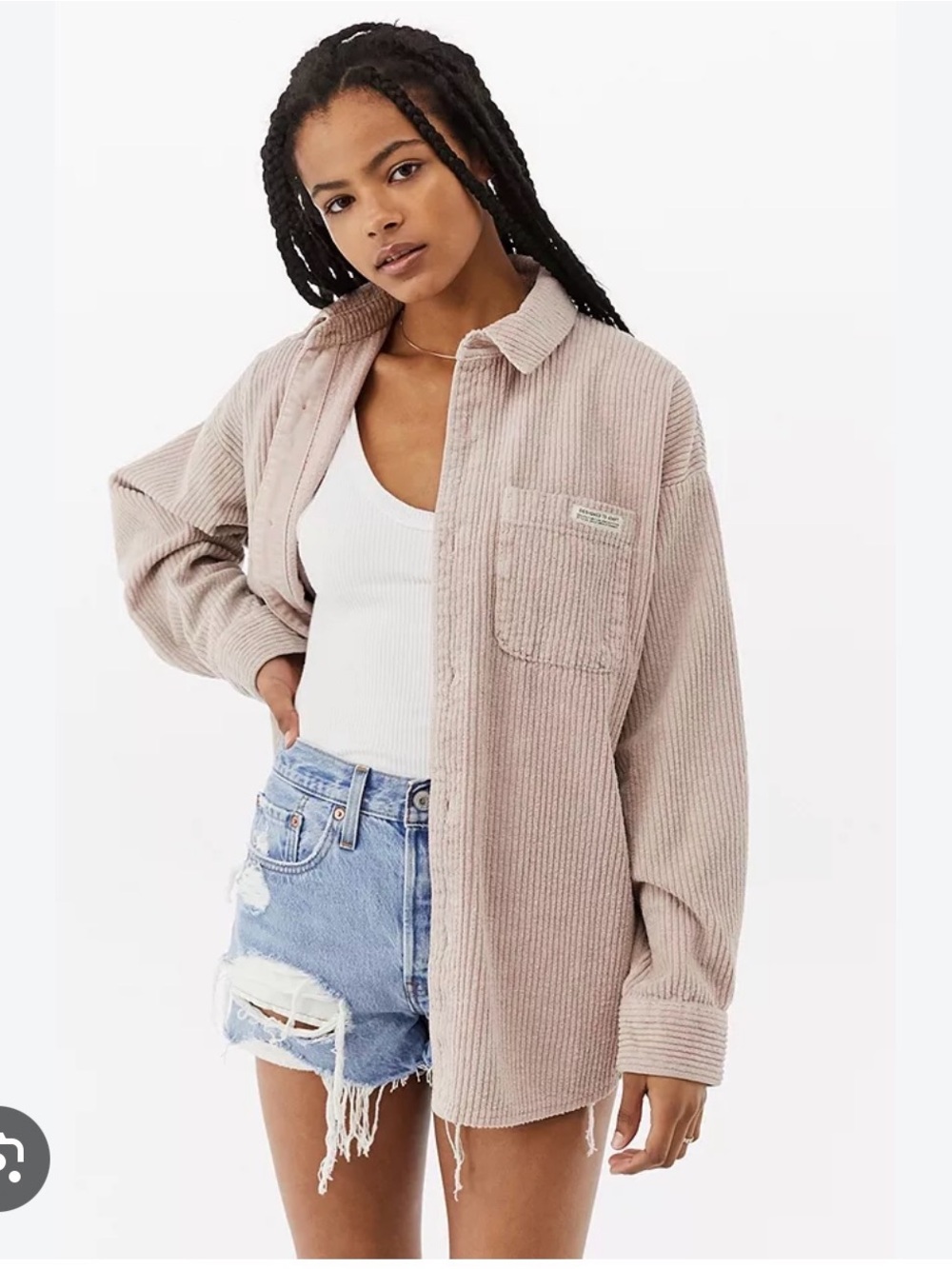 Pink BDG Urban Outfitters Corduroy Shirt Jacket | Large